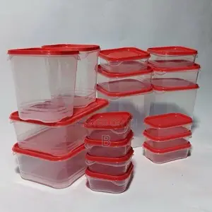 17-Piece Red Plastic Bowl Set