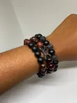 Luxury Men's 3-Piece Gemstone Crown Bracelet Set - 2