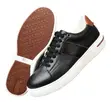 Men's Black Casual Leather Sneakers with White Sole - 1
