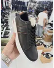 Men's Black Casual Leather Sneakers with White Sole - 2
