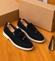 Loro Piana Suede Slip-on Loafers with Bells - 4