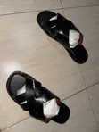 La Black Double Cross Sandals for Men - 4