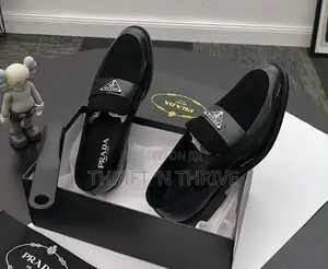 Prada Brushed Leather Triangle Logo Loafers