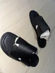 La Black Textured Wide Strap Sandals for Men - 1