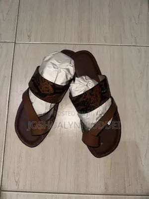 Light Brown Asymmetrical Leather Sandals for Men