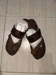Light Brown Asymmetrical Leather Sandals for Men - 1