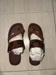 Light Brown Asymmetrical Leather Sandals for Men - 2