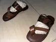 Light Brown Asymmetrical Leather Sandals for Men - 3