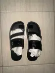 Black Double Strap Leather Sandals for Men - 3