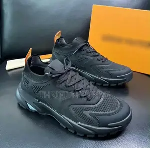 All Black Louis Vuitton LV Tatic Knit Sneakers