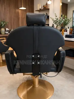 Salon Chair - Black Leather with Gold Base