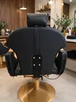 Salon Chair - Black Leather with Gold Base - 1