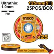 25Pcs 125mm Ultra-Thin Metal Cutting Disc Set - INGCO - 1