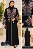 Modest Black Egypt Abaya with Embroidery and Stones - 1