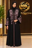Modest Black Egypt Abaya with Embroidery and Stones - 2