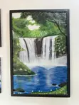 Hand-Painted Waterfall and Forestation Artwork - 2