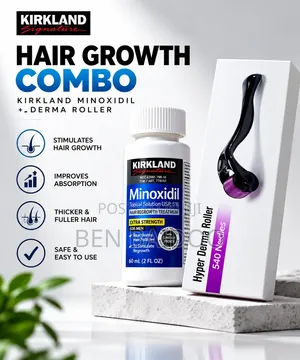 Kirkland Minoxidil & Derma Roller for Hair Growth