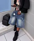 Premium Graphic Denim Shorts - Y2K Streetwear Baggy Jeans - 2