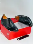 Salvatore Ferragamo Black Leather Cap-Toe Oxford Dress Shoes - 2