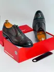 Salvatore Ferragamo Brown Leather Cap-Toe Oxford Dress Shoes - 3