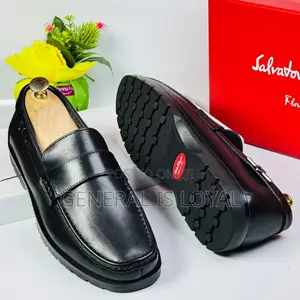 Salvatore Ferragamo Black Corporate Penny Loafers