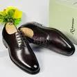 Richwanaz Dark Brown Leather Brogue Oxford Dress Shoes - 3