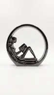 Modern Silver Reading Lady Sculpture - 1
