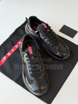 Prada America's Cup Low-Top Sneakers - All Black Patent Leather